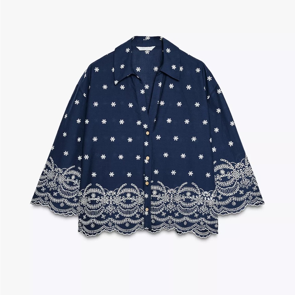 Zara embroidered top and pants set